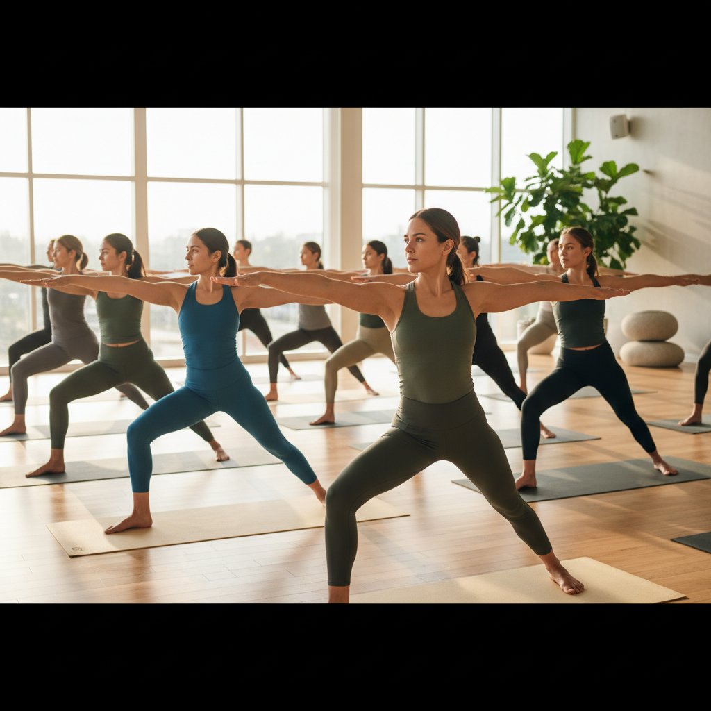 Group yoga class session at Zotete studio in Singapore with participants practicing together